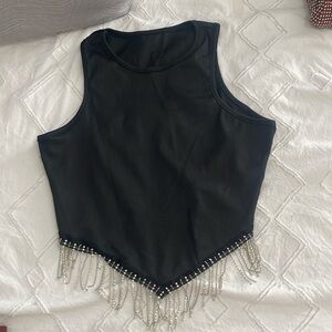 Black crop with diamond details
